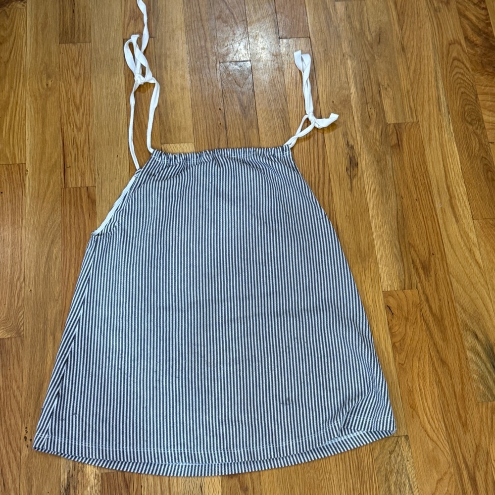 Copper Key Navy Blue White Striped Tie Shoulder Tank Top Size S